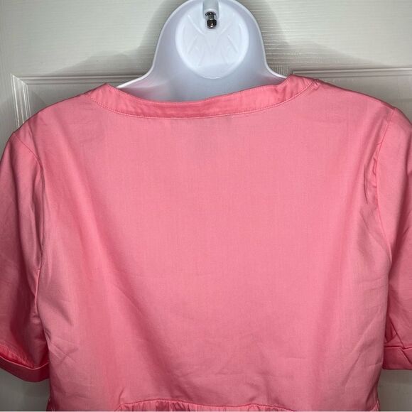 Modcloth Never Better Y-Neck Cotton Top Pink Peplum Blouse M NWT - Picture 9 of 11